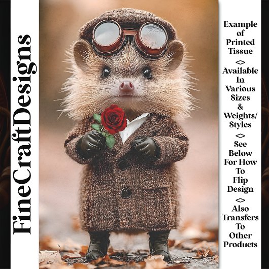 Lieve Steampunk Egel + Bloem AH4 Decoupage Tissuepapier
