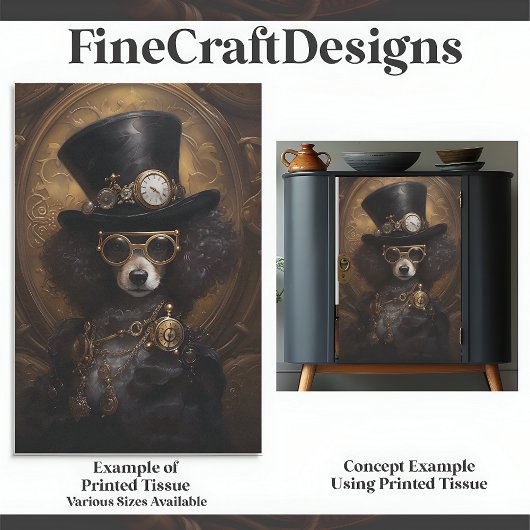 Lieve Steampunk Hond Met Hoed Schilderij D3L Decou Tissuepapier
