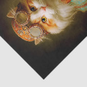 Lieve Steampunk Kat in Turquoise Jas ER8 Decoupage Tissuepapier (Detail)