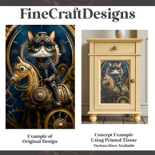 Lieve Steampunk Kat Op Koperen Paard G3L Decoupage Tissuepapier