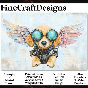 Lieve Steampunk Vliegende Puppie Hond AW3 Decoupag Tissuepapier