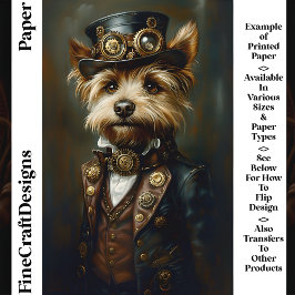 Lieve Steampunk Yorkie Portret CJ1 Scrapbook Papie