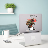 Lieve sticker van een leerzame mier (Laptop op bureau)