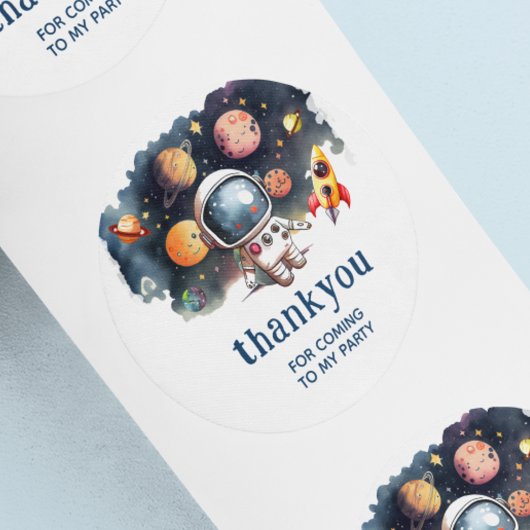 Lieve sticker voor ruimteplaneten bedankfeestje