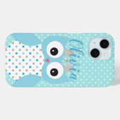 Lieve Stippen Blauwe Uil Kunst Persoonlijk Case-Mate iPhone Case (Achterkant (horizontaal))