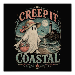 Lieve strandgeest griezelige kust Halloween Perfect Poster