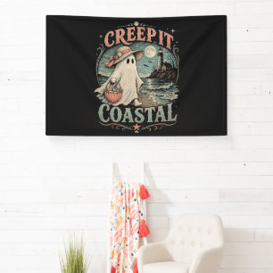 Lieve strandgeest griezelige kust Halloween Spandoek