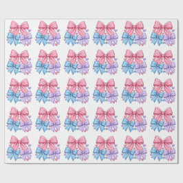 Lieve Strik Daspatroon – Roze Blauw & Paarse Strik Cadeaupapier