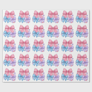 Lieve Strik Daspatroon – Roze Blauw & Paarse Strik Cadeaupapier