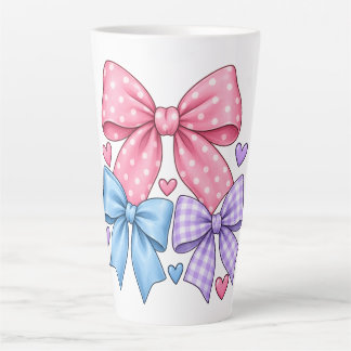 Lieve Strik Daspatroon – Roze Blauw & Paarse Strik Latte Mok