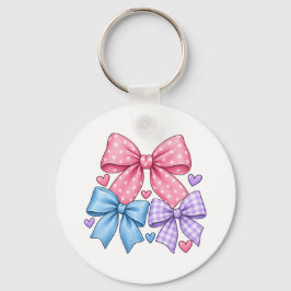 Lieve Strik Daspatroon – Roze Blauw & Paarse Strik Sleutelhanger