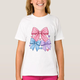 Lieve Strik Daspatroon – Roze Blauw & Paarse Strik T-shirt