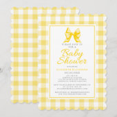 Lieve strik pastel geel wit gingham ruitpatroon kaart (Voorkant / Achterkant)