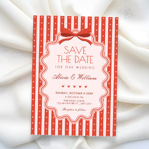 Lieve strik vintage bruiloft save the date