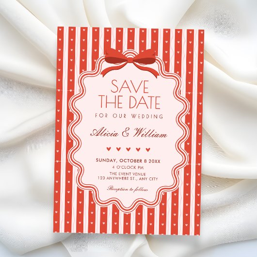 Lieve strik vintage bruiloft save the date