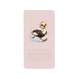 Lieve Struisvogel Gelukkig Avontuur Illustratie Etiket