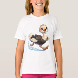 Lieve Struisvogel Gelukkig Avontuur Illustratie T-shirt