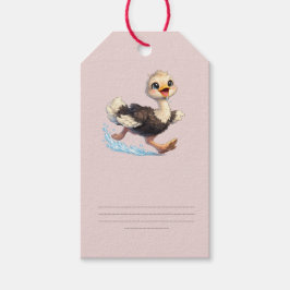Lieve Struisvogel Gelukkige Avontuur Illustratie Cadeaulabel