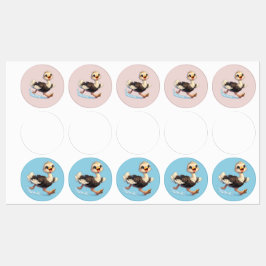 Lieve Struisvogel Gelukkige Avontuur Illustratie Labels