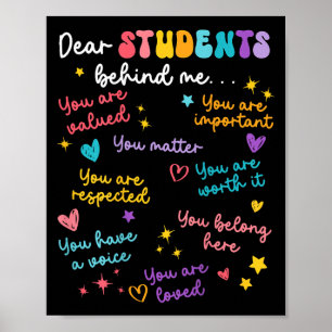 Lieve student achter mij Leraar waardering terug n Poster