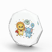 Lieve superheld leeuw en olifant vrienden cartoon fotoblokken (Rechts)