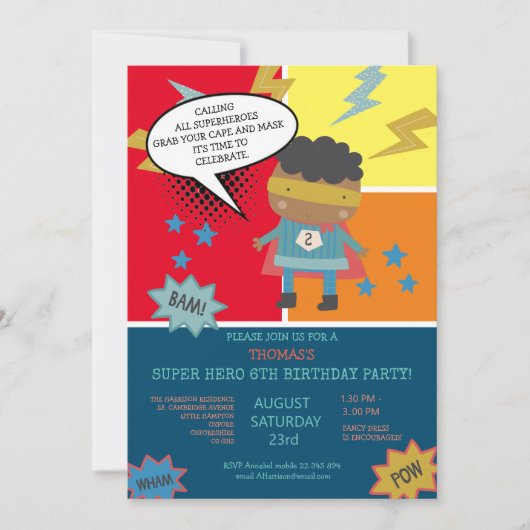 Lieve superheld Strips Thema Kinderen Kaart (Voorkant)