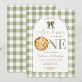 Lieve Taart Eerste Verjaardag Groen Gingham Kaart (Voorkant / Achterkant)