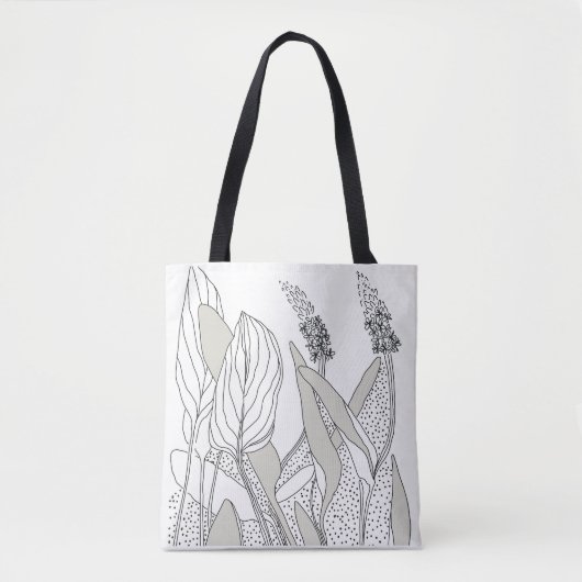 lieve tas met plant illustraties.  (Voorkant)