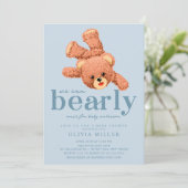 Lieve Teddybeer Baby Shower Uitnodiging (Staand voorkant)