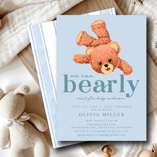 Lieve Teddybeer Baby Shower Uitnodiging