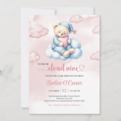 Lieve Teddybeer Baby Shower Uitnodiging Cloud 9 Th (Voorkant)