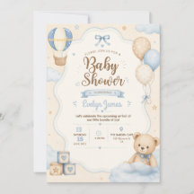 Lieve Teddybeer Babyshower Uitnodiging