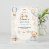 Lieve Teddybeer Babyshower Uitnodiging (Staand voorkant)