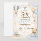 Lieve Teddybeer Babyshower Uitnodiging (Voorkant / Achterkant)
