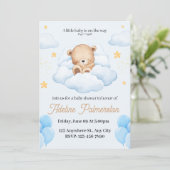 Lieve teddybeer babyshower uitnodiging  (Staand voorkant)