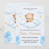 Lieve teddybeer babyshower uitnodiging  (Voorkant / Achterkant)