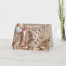 Lieve Teddybeer Eerste Verjaardagsfeest Kaart