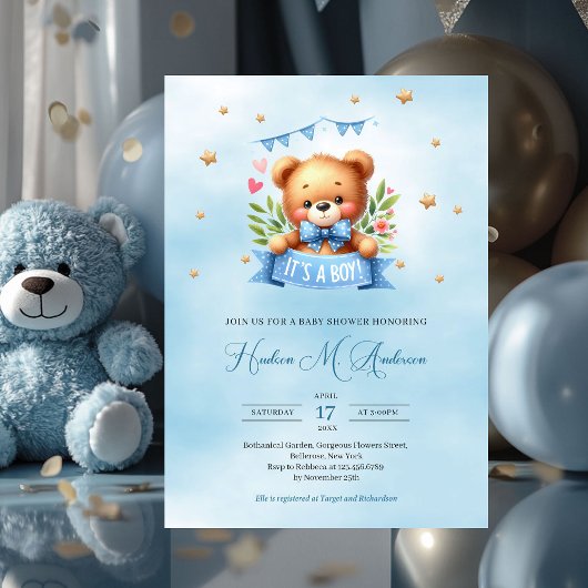Lieve teddybeer, het is een baby shower kaart