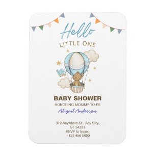 Lieve Teddybeer Jongen Kind Baby Shower Uitnodigin Magneet