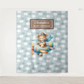 Lieve Teddybeer Piloot Persoonlijk Feest Muurdecor Wandkleed (Voorkant)