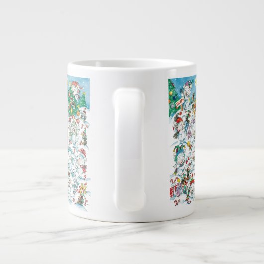 Lieve Tekenfilm Kerstpoolbeer Pinguïn Feestje Grote Koffiekop (Achterkant)