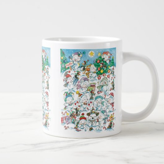 Lieve Tekenfilm Kerstpoolbeer Pinguïn Feestje Grote Koffiekop