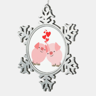 Lieve Tekenfilm Varkens Verliefd Tin Ornament