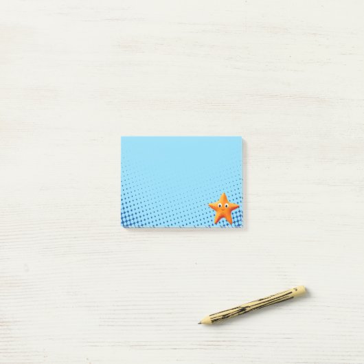 Lieve Tekenfilm Zeester Blauwe Oceaan Post-it® Notes (Op bureau)