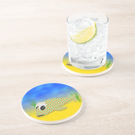 Lieve Tekenfilmvis Zandsteen Onderzetter (Zijkant)