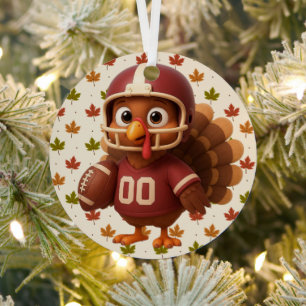 Lieve Thanksgiving-dag voetbal kalkoen Metalen Ornament