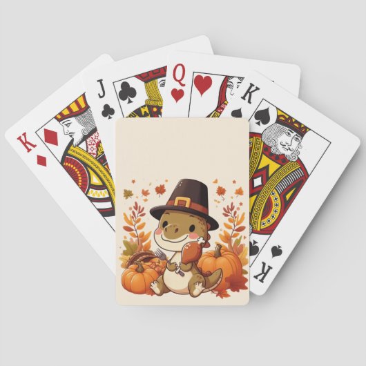 Lieve Thanksgiving Dinosaurus Pokerkaarten (Achterkant)