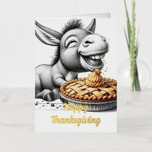 Lieve Thanksgiving Ezel met Taart Folie Wenskaart