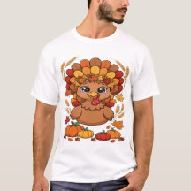 Lieve Thanksgiving kalkoen met herfstbladeren en p