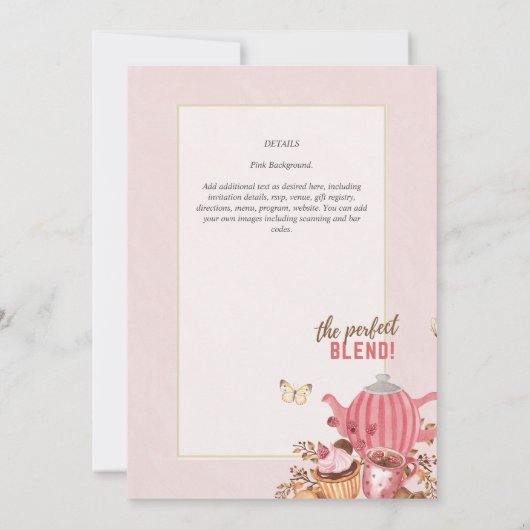 Lieve theeparty baby shower uitnodiging (Achterkant)